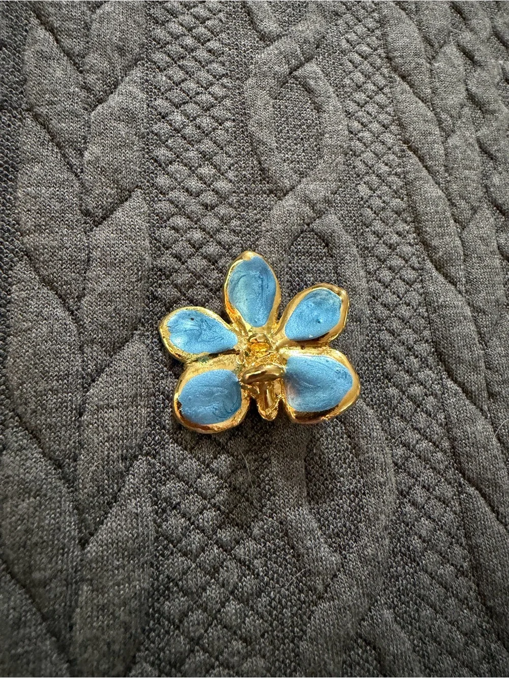 Gold Plated Blue Enamel Flower Brooch - Women's Jewelry